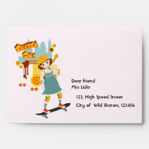 Skater Park Fun Girl Birthday Party Envelope