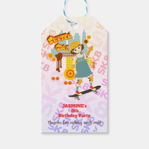 Skater Park Fun Girl Birthday Party Gift Tags