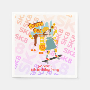 Skater Park Fun Girl Birthday Party Napkin