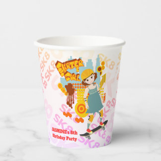 Skater Park Fun Girl Birthday Party Paper Cups