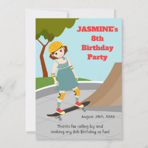 Skater Park Fun Girl Birthday Party Thank You Card