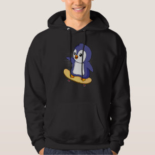 Skater Pinguin Skateboarding Penguin Hoodie