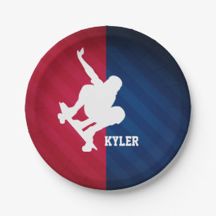 Skater; Red, White, and Blue Paper Plate