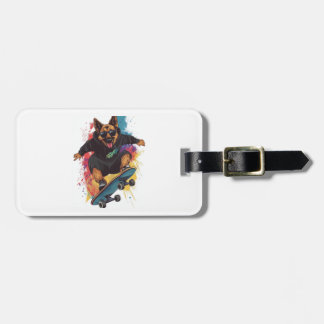 Skater Shepherd � Cool Skateboard Dog Luggage Tag