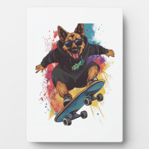 Skater Shepherd � Cool Skateboard Dog Plaque