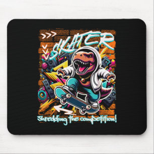 Skater Shredding The Competition! Kids Funny T-rex Mouse Pad