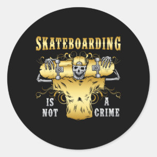 Skater Skateboard Skate Skateboarding Gift Idea Classic Round Sticker