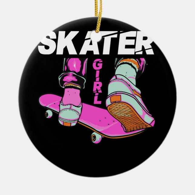 Skater Skateboard Skateboarding for Girls Ceramic Tree Decoration (Front)