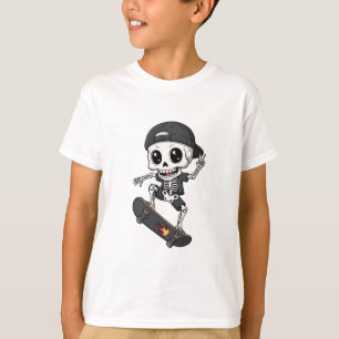 Skater Skeleton Cool Chibi Streetwear Kids T-Shirt