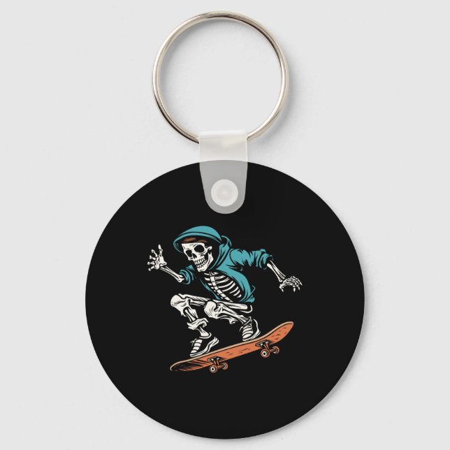 Skater Skeleton Halloween Skateboarder Men  Key Ring (Front)