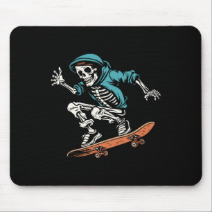 Skater Skeleton Halloween Skateboarder Men  Mouse Pad