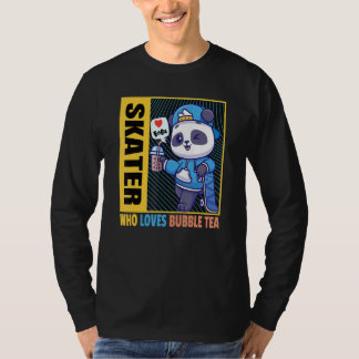Skater Who Loves Bubble Tea Bubbles Boba Drink cos T-Shirt