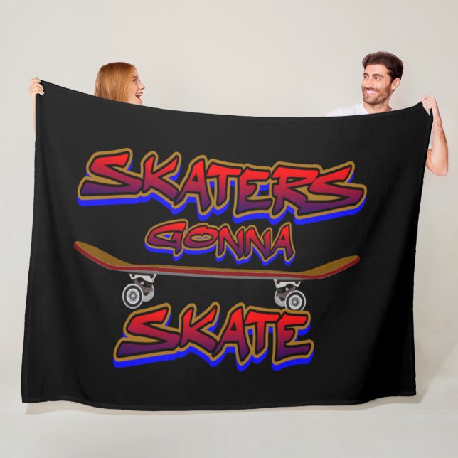 Skaters Gonna Skate Skateboard Red Blue Graffiti   Fleece Blanket (In Situ)
