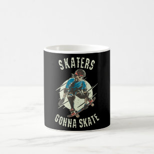 Skaters gonna Skate Skeleton Skateboarder Coffee Mug
