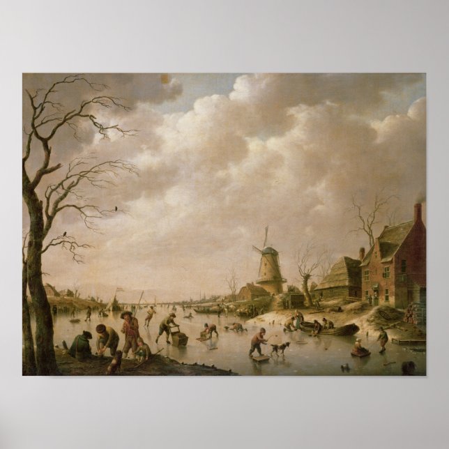 Skaters on a Frozen Canal, 1779 Poster (Front)