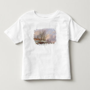 Skaters on a Frozen River before Windmills (oil on Toddler T-Shirt