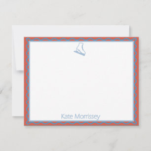 Skates with Soft Blues Personalized Note Card 