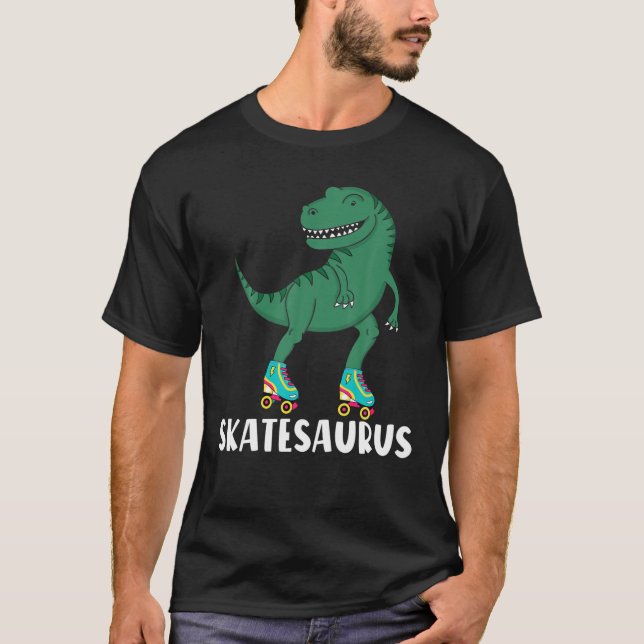 Skatesaurus Dinosaurs Roller Skate Lovers T-Shirt (Front)