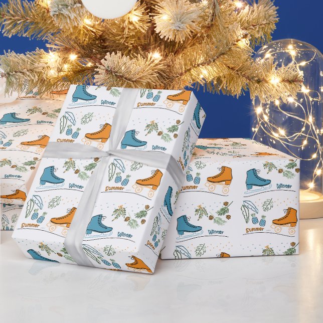 Skating at Christmas Wrapping Paper (Holidays)