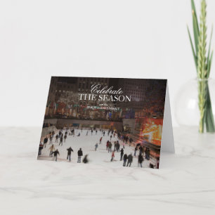 Skating at ice skating rink in Rockefeller Centre Holiday Card