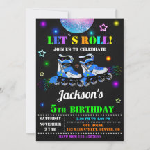 Skating birthday invitation Roller party invite