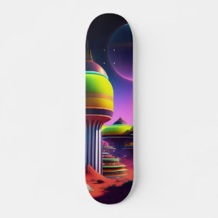 Skating City In Extragalactic Planet Skateboard