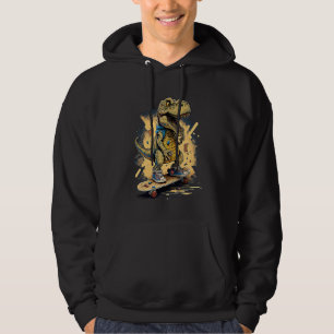 Skating Dinosaur rex on Skateboard Hoodie