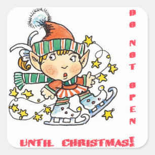 Skating Elf Do Not Open Until Christmas Sticker