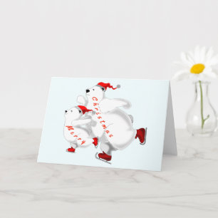 Skating Family Bears Christmas Card