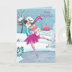 Skating Girl - Christmas Greetings Greeting card