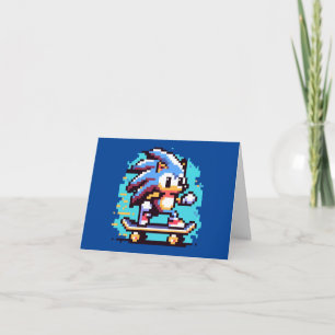 Skating Hedgehog: 8-Bit Pixel Adventure Pixel Art Card