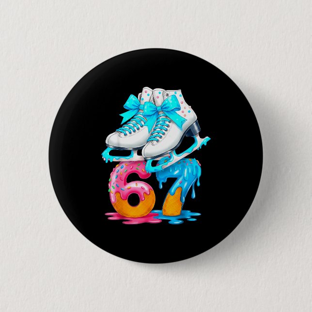 Skating Ice Cream Drip Number 67 Player 67th Birth 6 Cm Round Badge (Front)