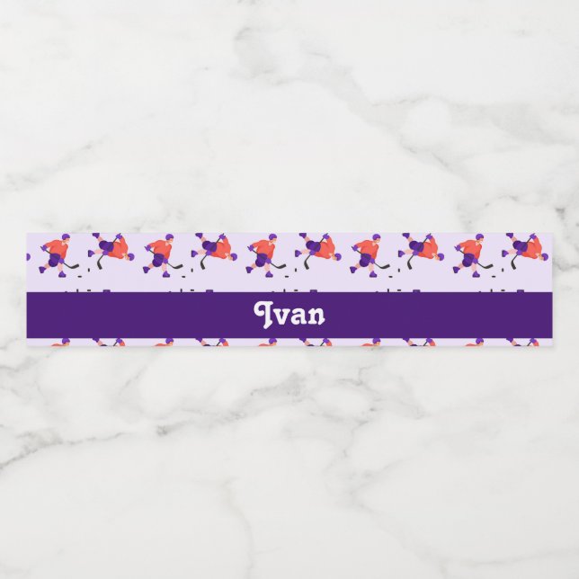 Skating ice hockey player pattern water bottle label (Single Label)