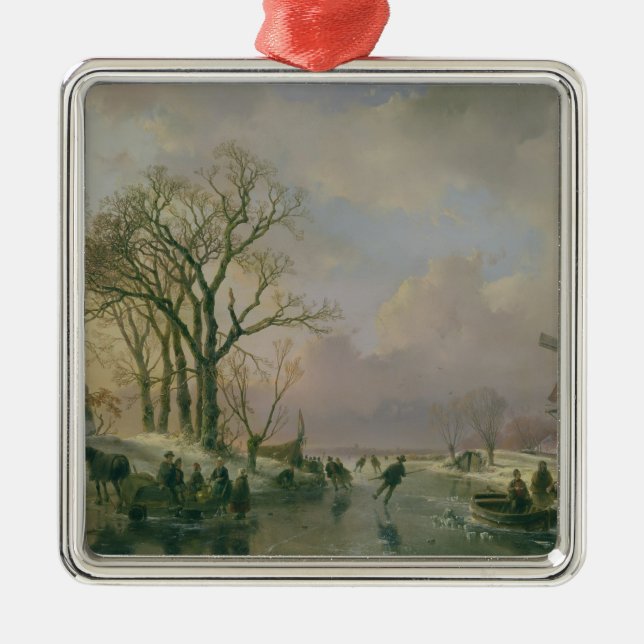 Skating in Holland Metal Tree Decoration (Front)