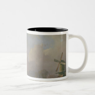 Skating in Holland Two-Tone Coffee Mug