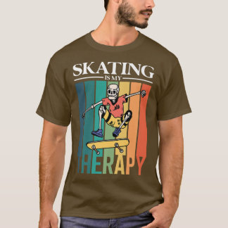 Skating is my therapy  Retro 80s Skeleton Radical  T-Shirt
