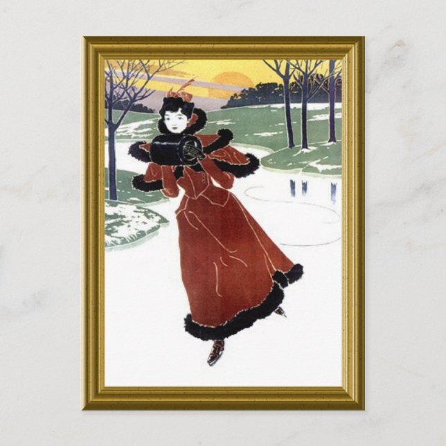Skating on the frozen river postcard (Front)