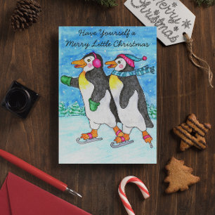 Skating Penguins Christmas Card