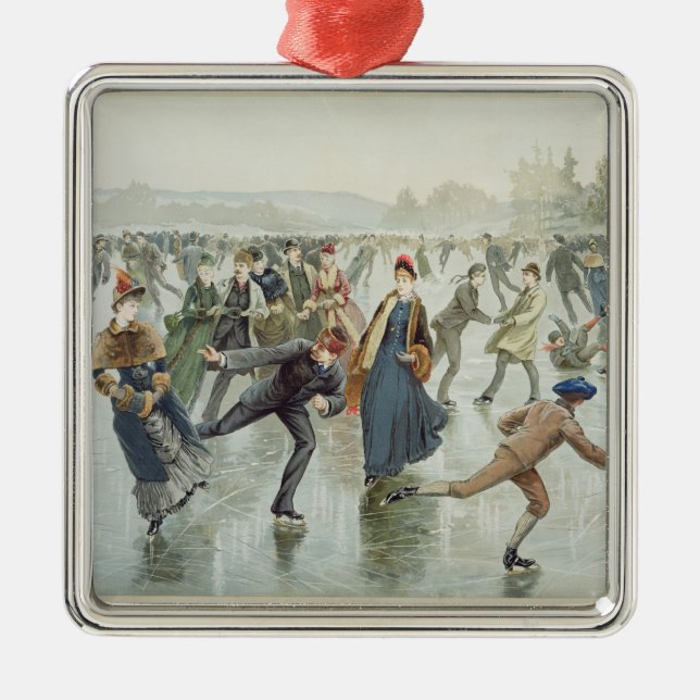 Skating, published by L. Prang and Co. Metal Tree Decoration (Front)