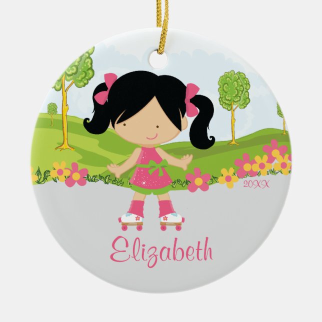 Skating Roller Skater Girl  Christmas Ornament (Front)