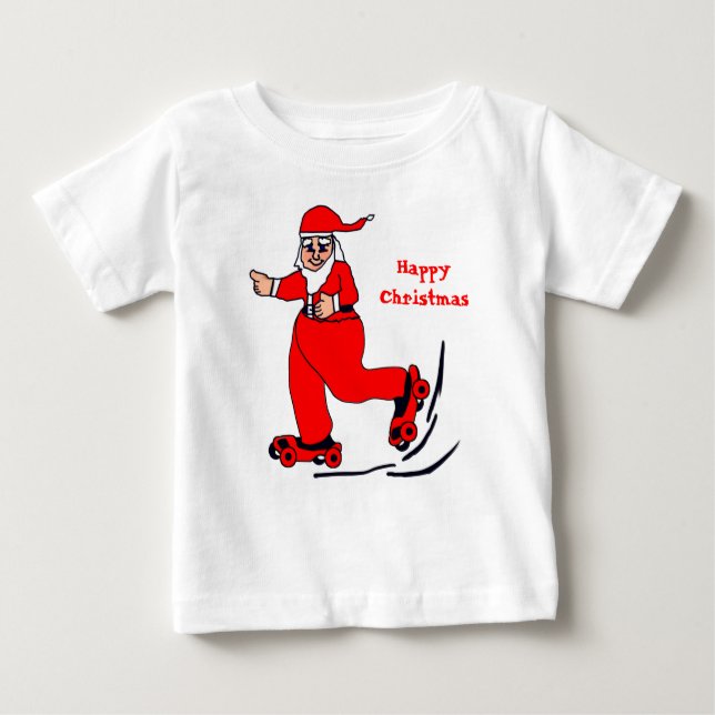 Skating Santa Baby T-Shirt (Front)