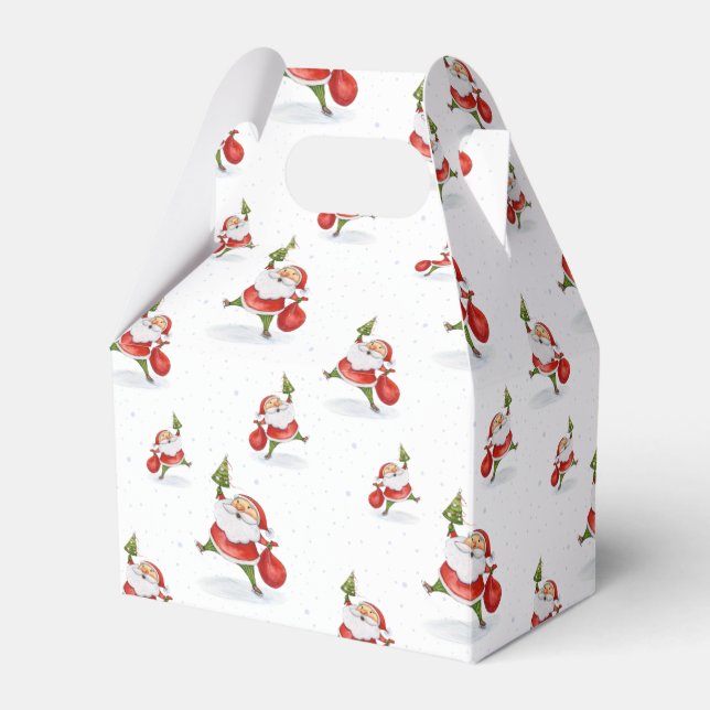 Skating Santa Cute Christmas Favour Box (Front Side)