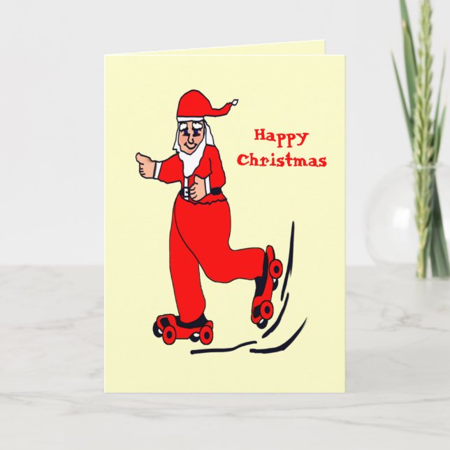 Skating Santa Holiday Card (Front)