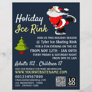 Skating Santa, Holiday Ice Rink, Festive Event Flyer
