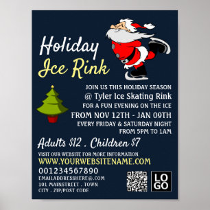 Skating Santa, Holiday Ice Rink, Festive Event Poster