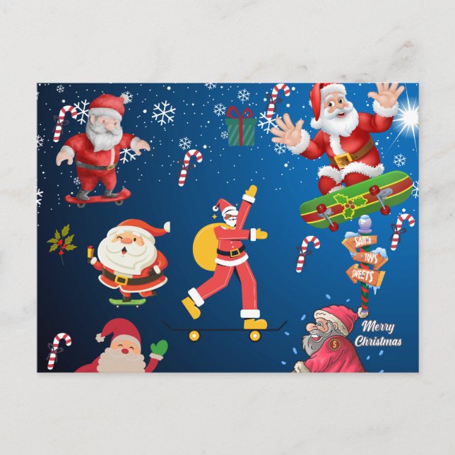 Skating Santa  Postcard (Front)