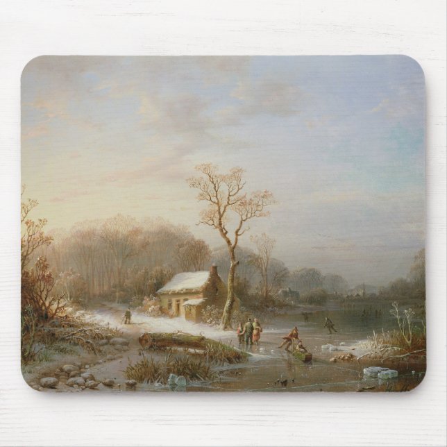 Skating scene, 19th century mouse pad (Front)