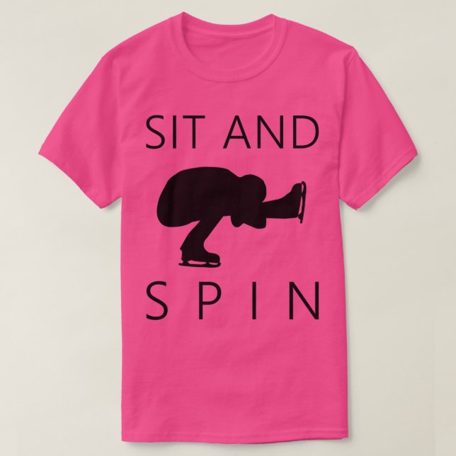 Skating Sit Spin Male Black Silhouette T-Shirt (Design Front)