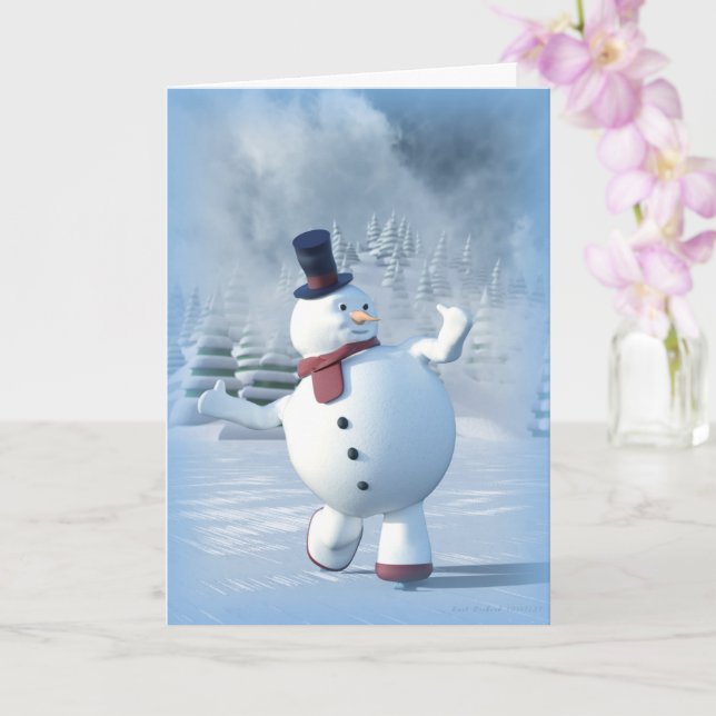 Skating Snowman Card (Orchid)