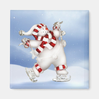 Skating Snowman Magnet